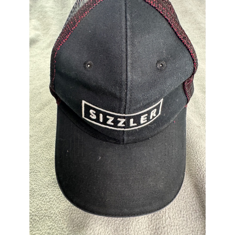 Sizzler Restaurant Port Authority‎ Trucker Hat Black Red Mesh Snapback Cap
